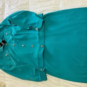 Monroe & Main Blue Sheath Dress with Collar